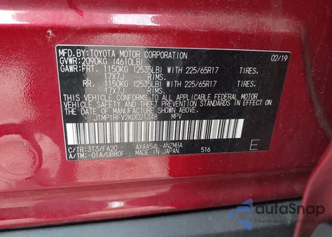 2019 Toyota Rav4 Xle from USA, damaged, VIN JTMP1RFV2KD021348